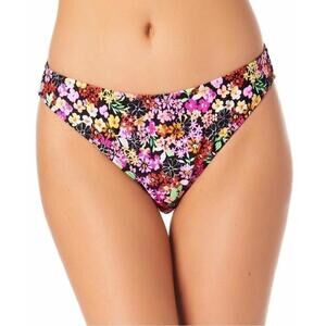 CALIFORNIA WAVES Trendy Size Ditsy-Print Side-Tab Bikini Bottoms, floral multi L